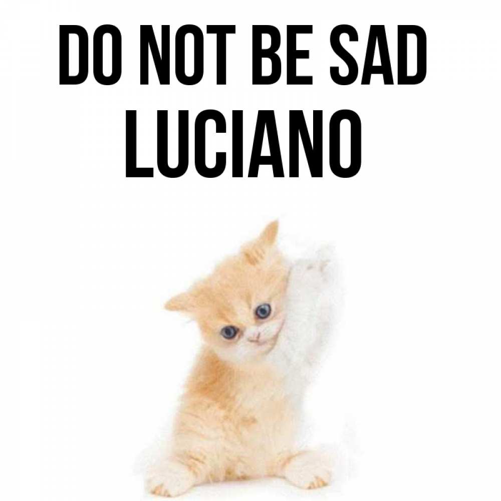 Greetings card с именем, Luciano Do not be sad просящий кот Greetings with text for free download 