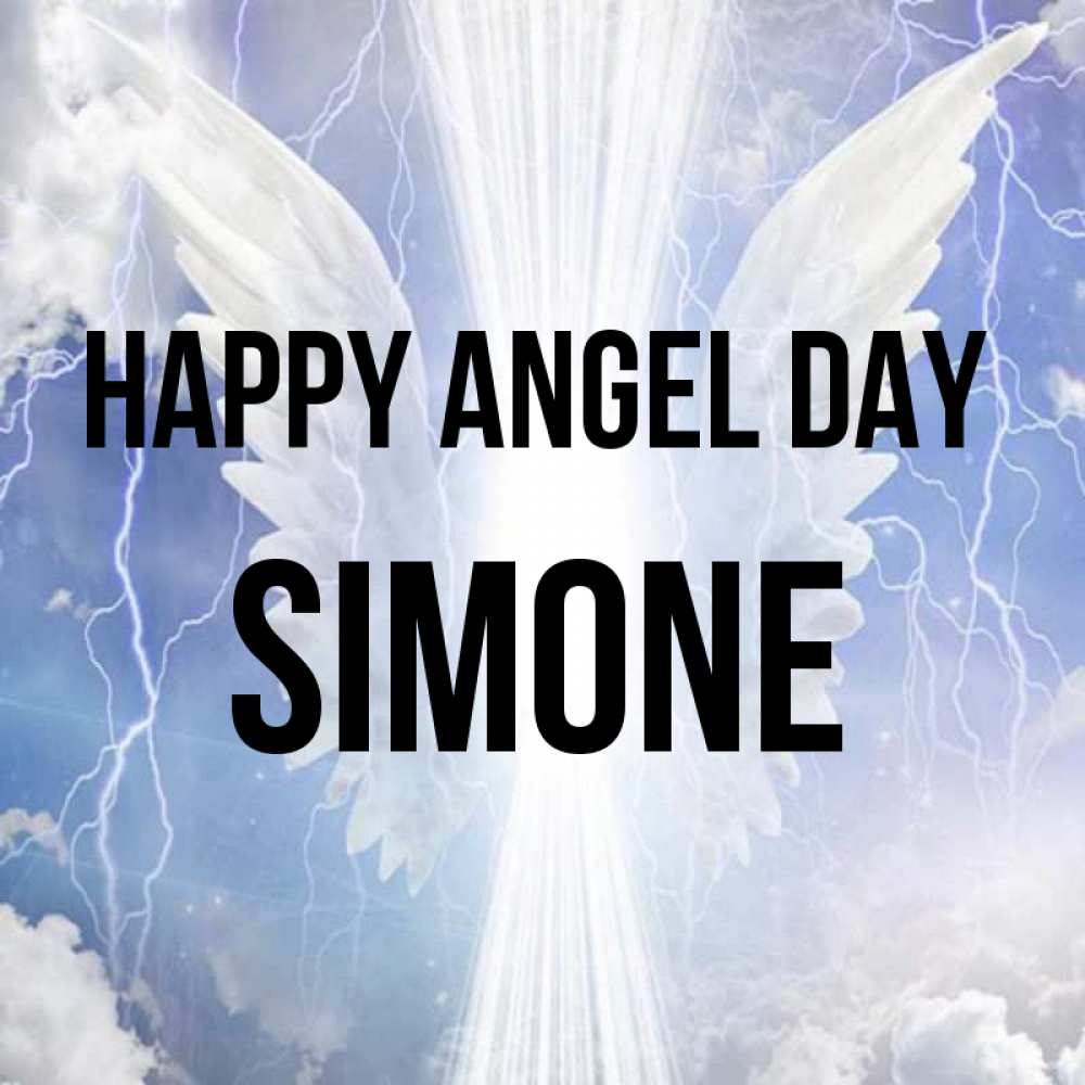 Greetings card с именем, Simone happy angel day молнии на небе и свет Greetings with text for free download 