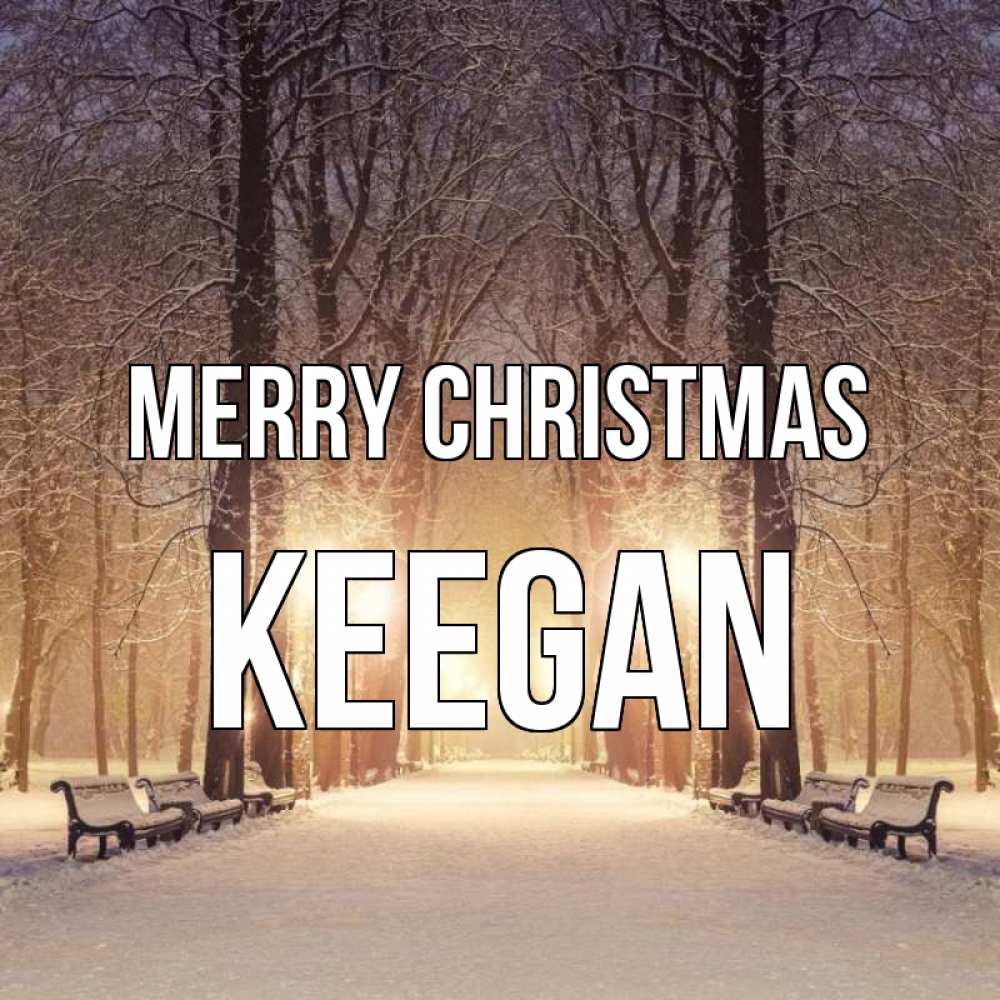 Greetings card с именем, Keegan Merry Christmas зима, парк, фонарь, лес Greetings with text for free download 