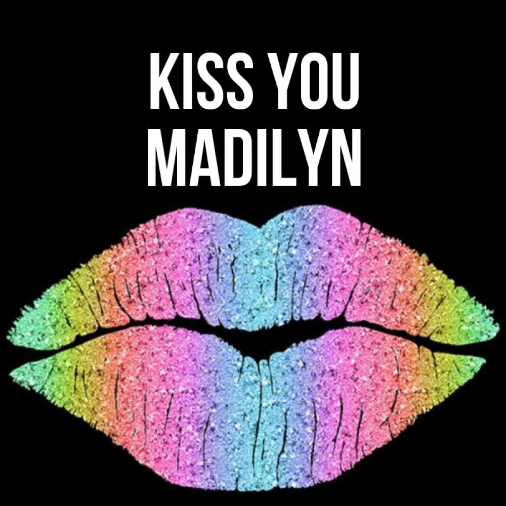 Greetings card с именем, Madilyn Kiss you след от губ на черном фоне Greetings with text for free download 