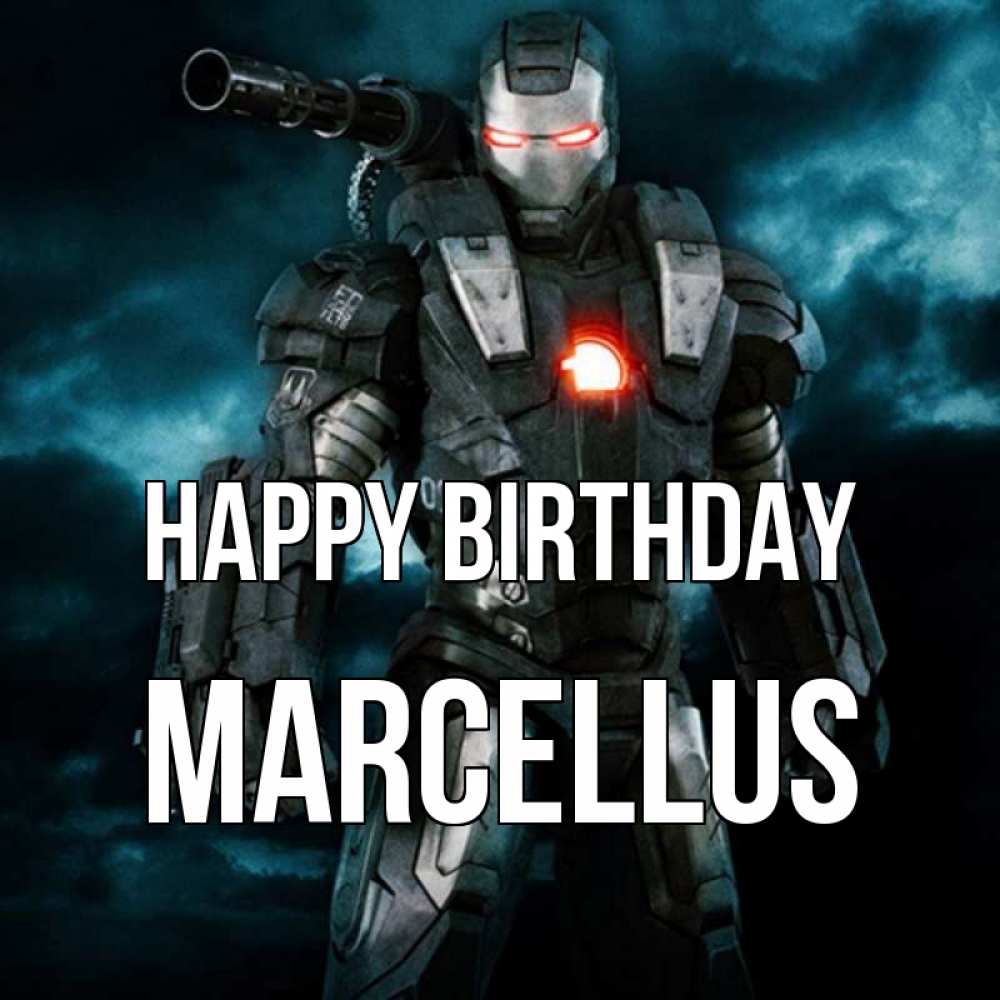 Greetings card с именем, Marcellus Happy Birthday марвел супергерой в новом костюме Greetings with text for free download 