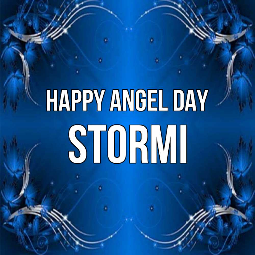 Greetings card с именем, Stormi happy angel day красивая рамочка с узорами Greetings with text for free download 