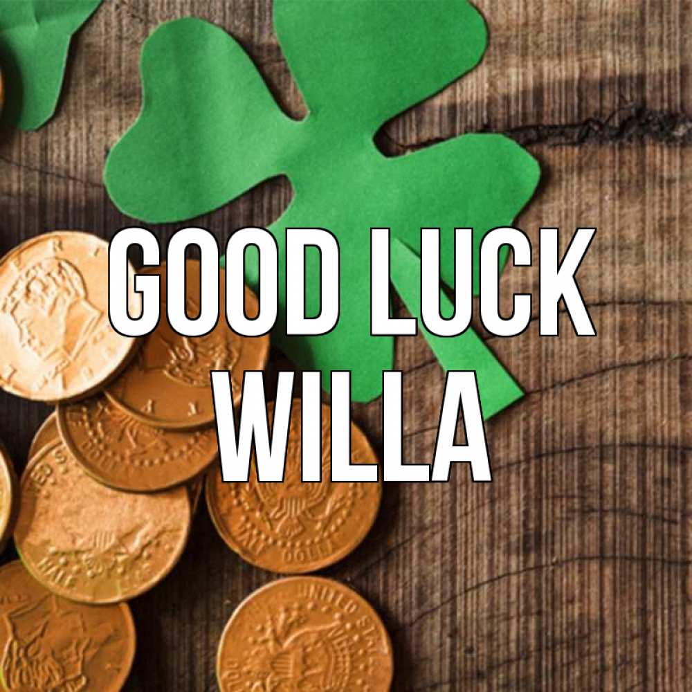 Greetings card с именем, Willa Good luck деревянный фон Greetings with text for free download 