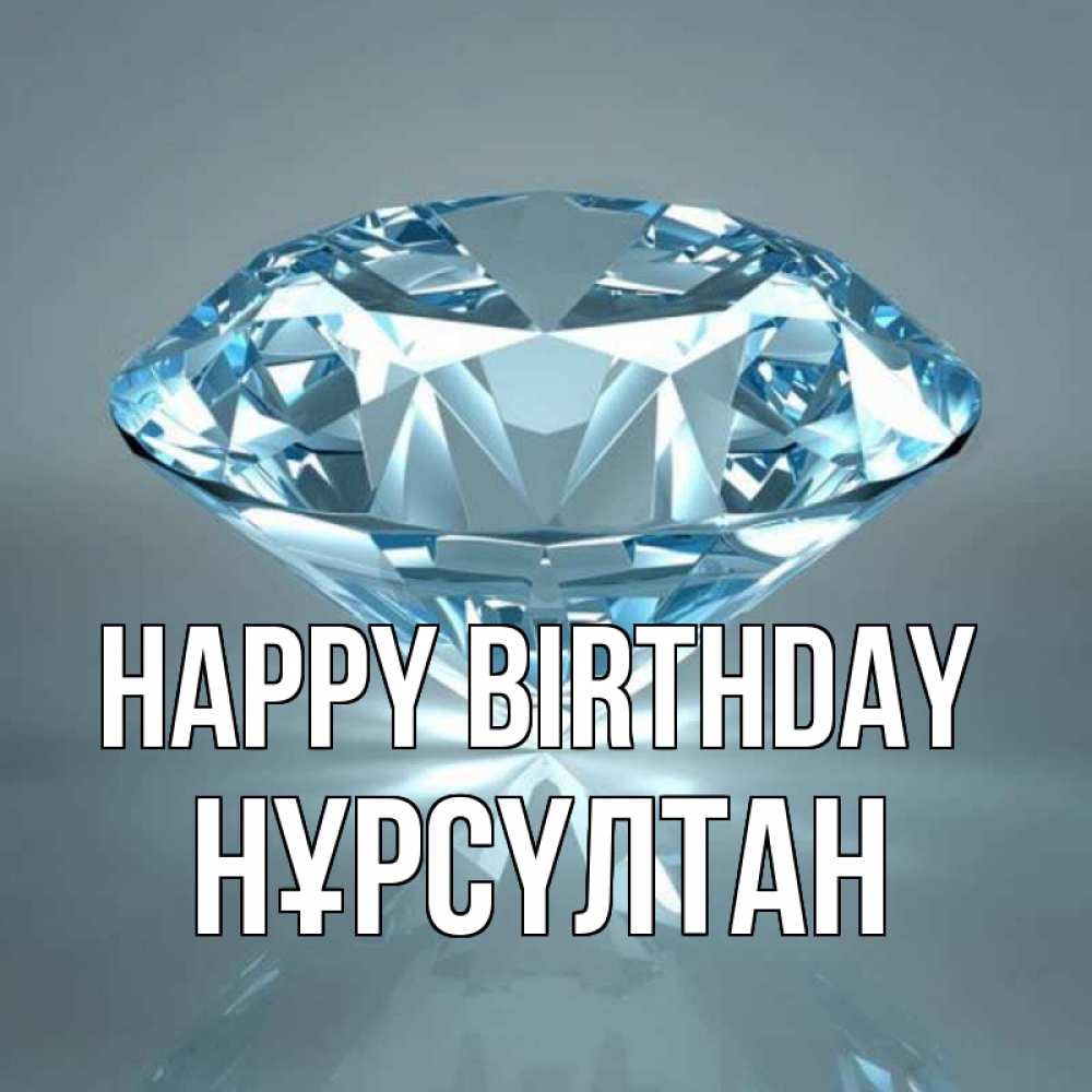 Greetings card с именем, НҰРСҮЛТАН Happy Birthday с бриллиантом голубого цвета Greetings with text for free download 