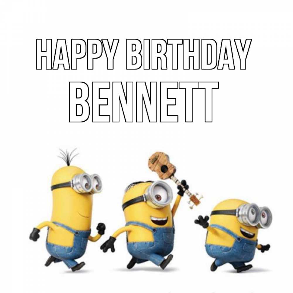 Greetings card с именем, Bennett Happy Birthday с гитарой Greetings with text for free download 