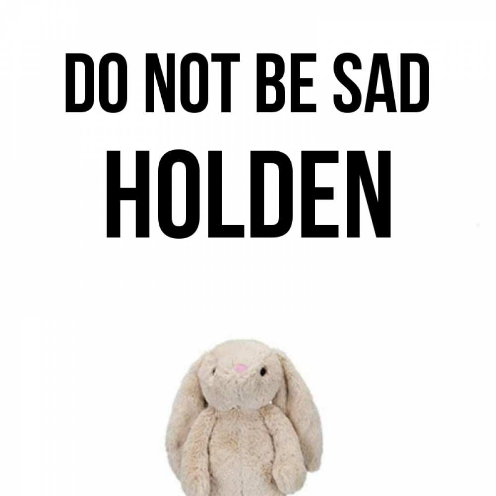 Greetings card с именем, Holden Do not be sad детская игрушка зайчика Greetings with text for free download 