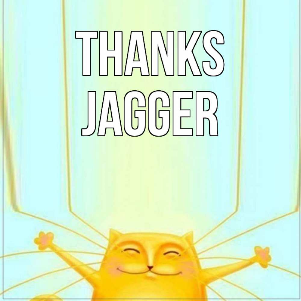 Greetings card с именем, Jagger Thanks кот с усами благодарит Greetings with text for free download 