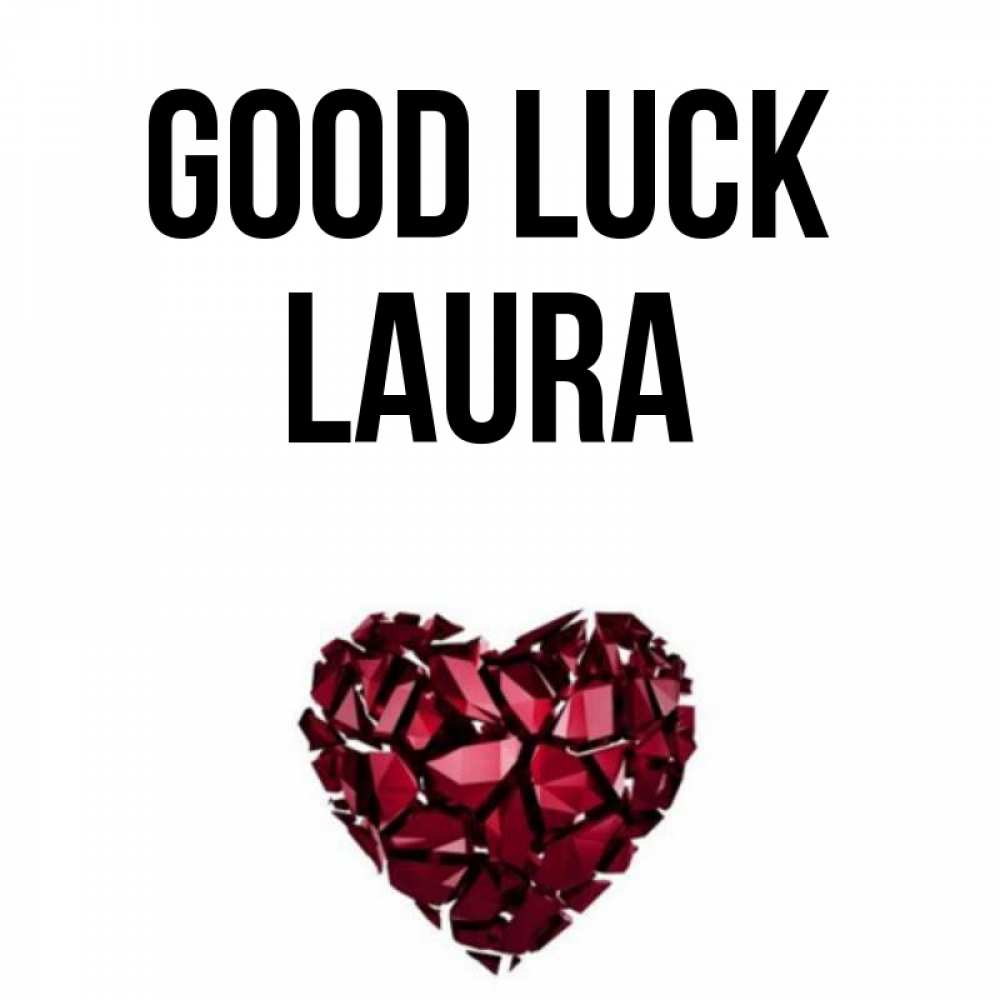 Greetings card с именем, Laura Good luck бордовое из кристаллов  1 Greetings with text for free download 