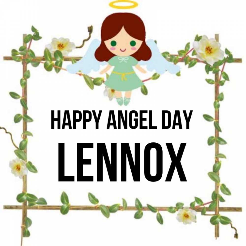 Greetings card с именем, Lennox happy angel day Ангел с нимбом Greetings with text for free download 