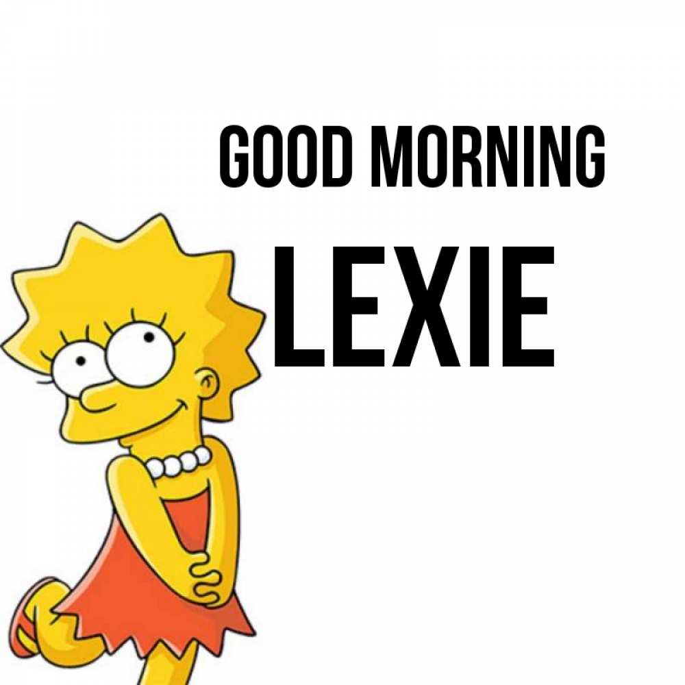 Greetings card с именем, Lexie Good morning в платье и ожерелье Greetings with text for free download 