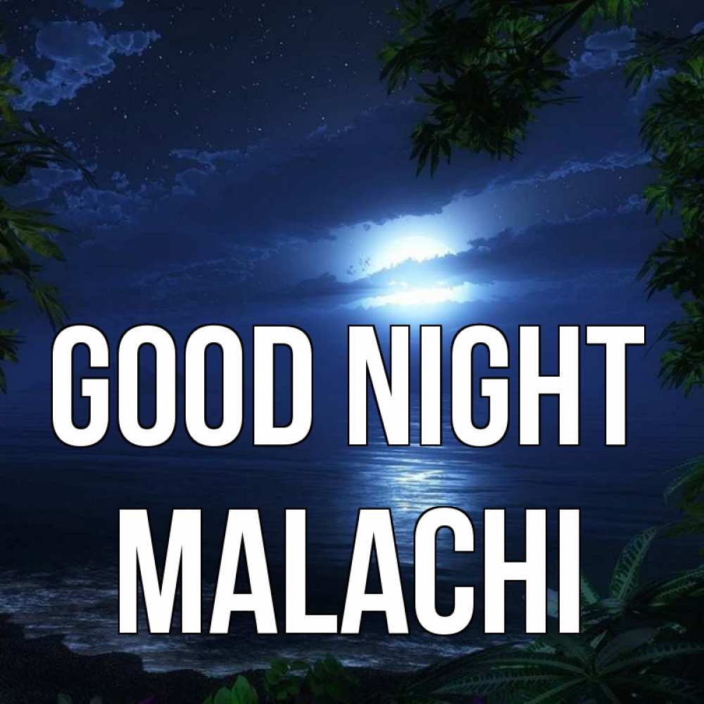 Greetings card с именем, Malachi Good night тропический остров Greetings with text for free download 