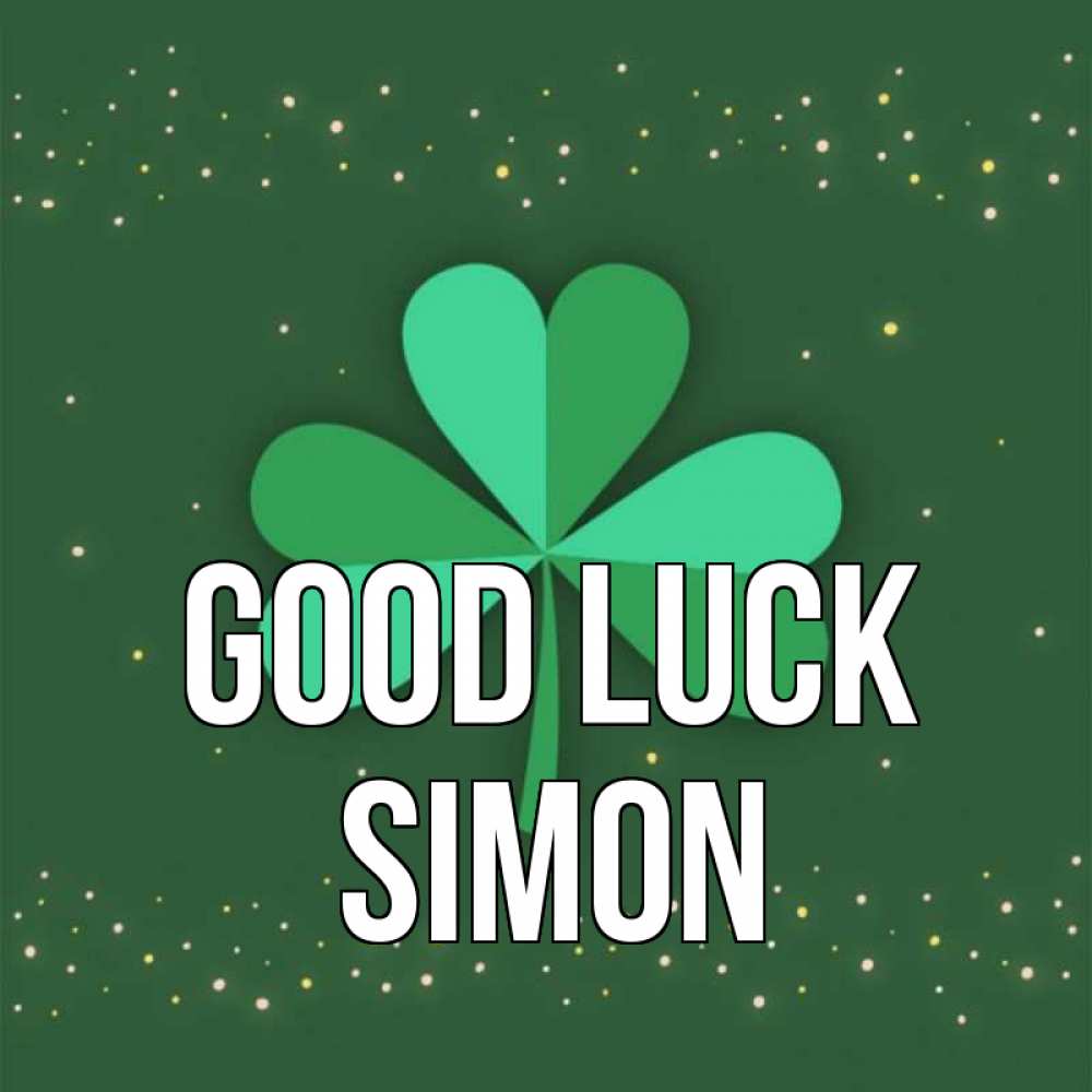 Greetings card с именем, Simon Good luck лист клевера Greetings with text for free download 