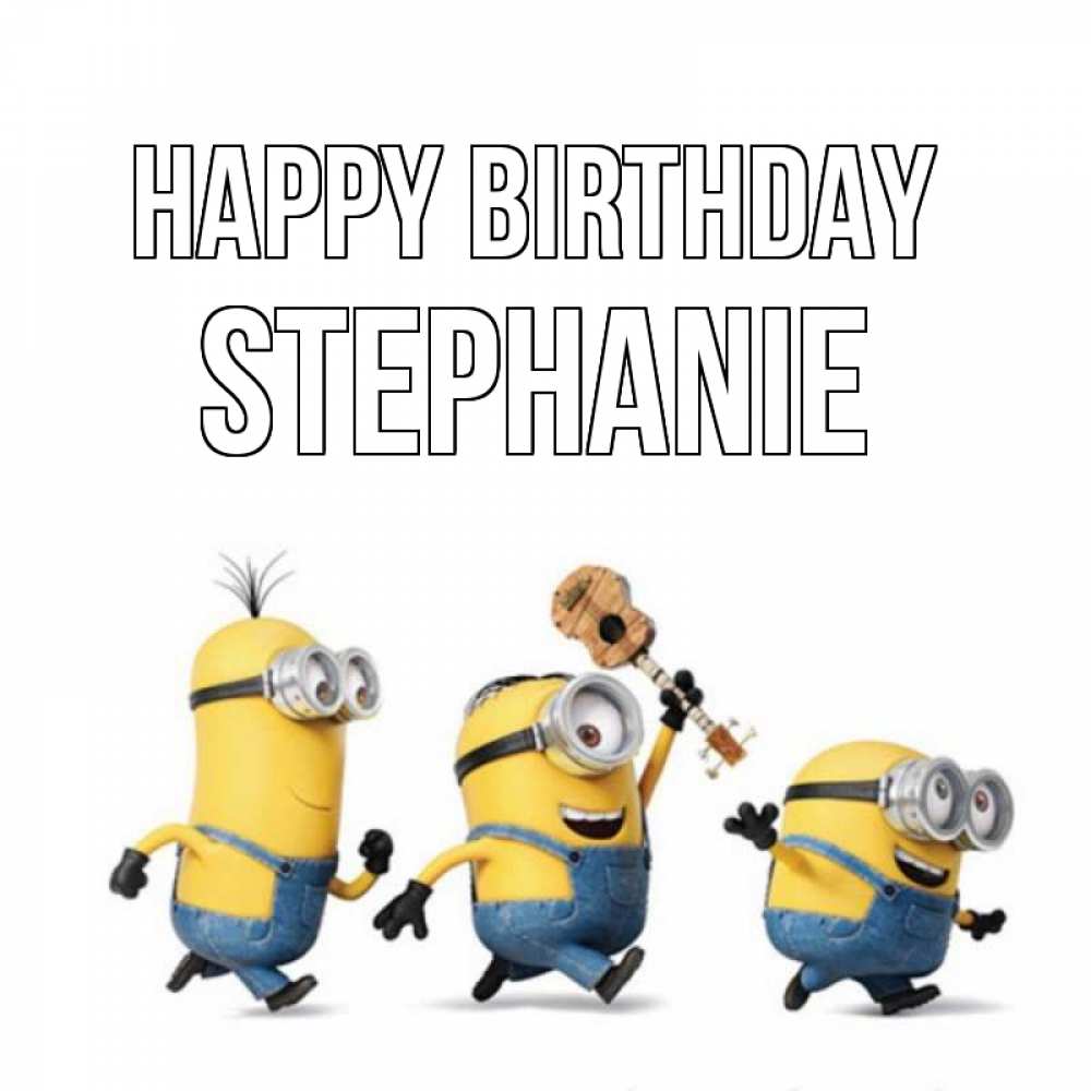 Greetings card с именем, Stephanie Happy Birthday с гитарой Greetings with text for free download 
