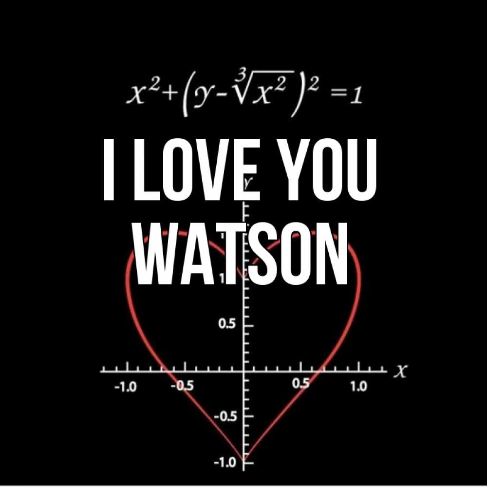 Greetings card с именем, Watson I love you сердечная формула Greetings with text for free download 