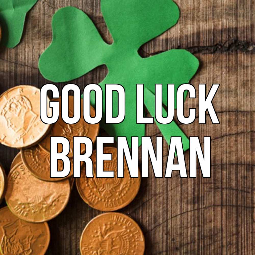 Greetings card с именем, Brennan Good luck деревянный фон Greetings with text for free download 
