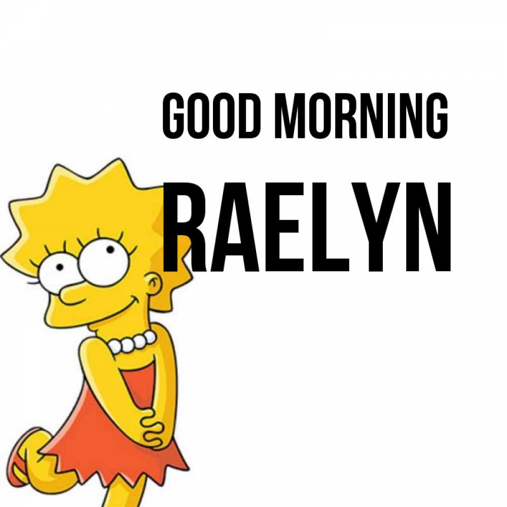Greetings card с именем, Raelyn Good morning в платье и ожерелье Greetings with text for free download 