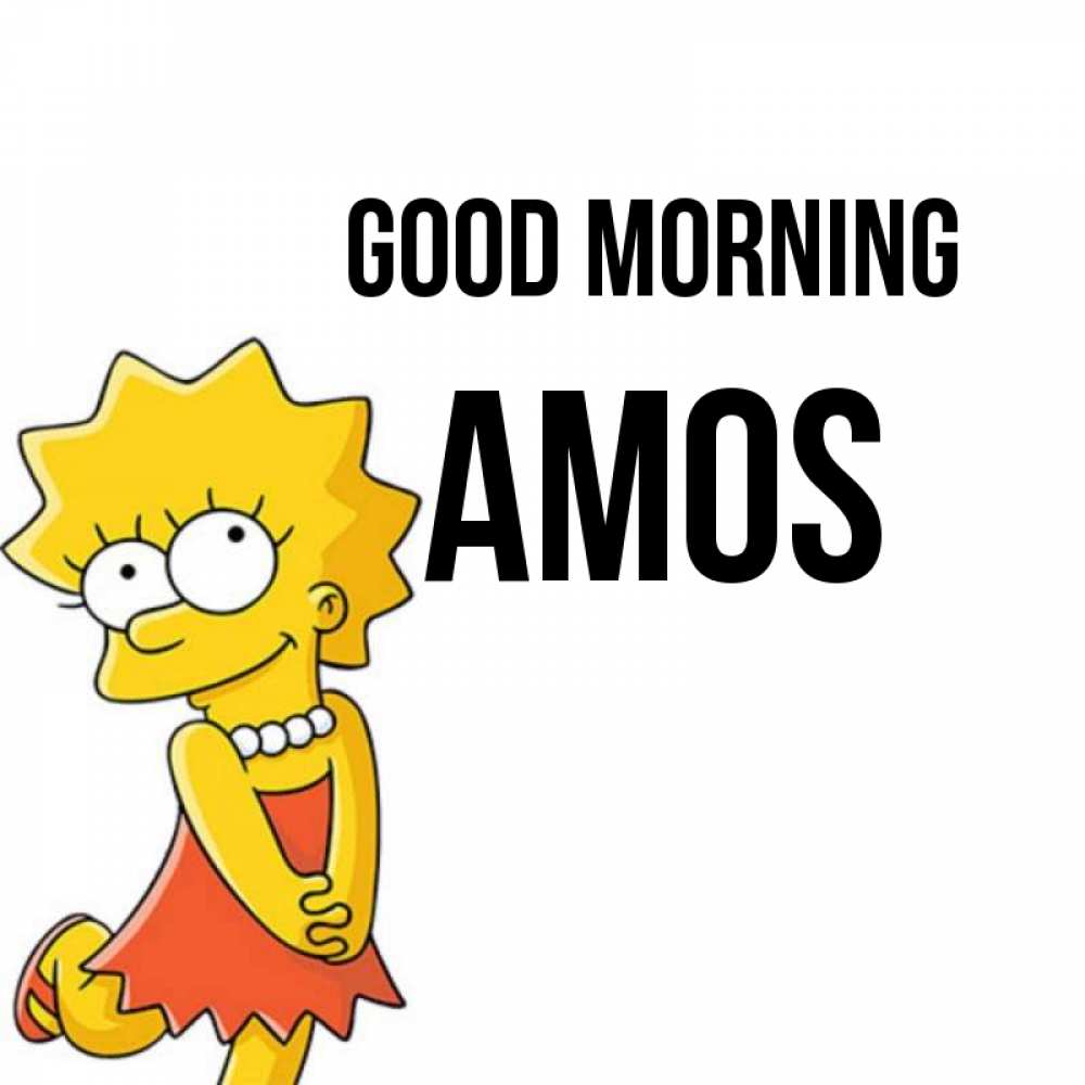 Greetings card с именем, Amos Good morning в платье и ожерелье Greetings with text for free download 