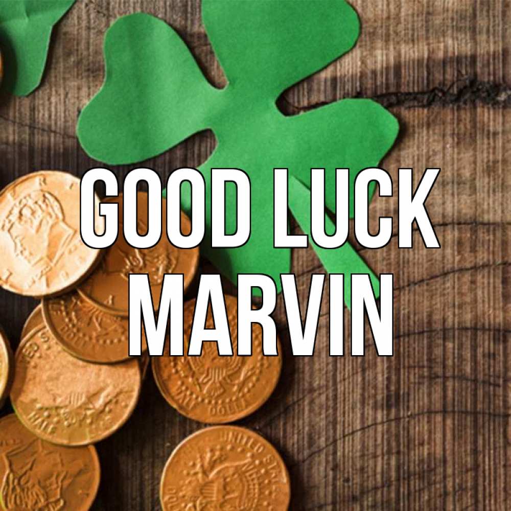 Greetings card с именем, Marvin Good luck деревянный фон Greetings with text for free download 