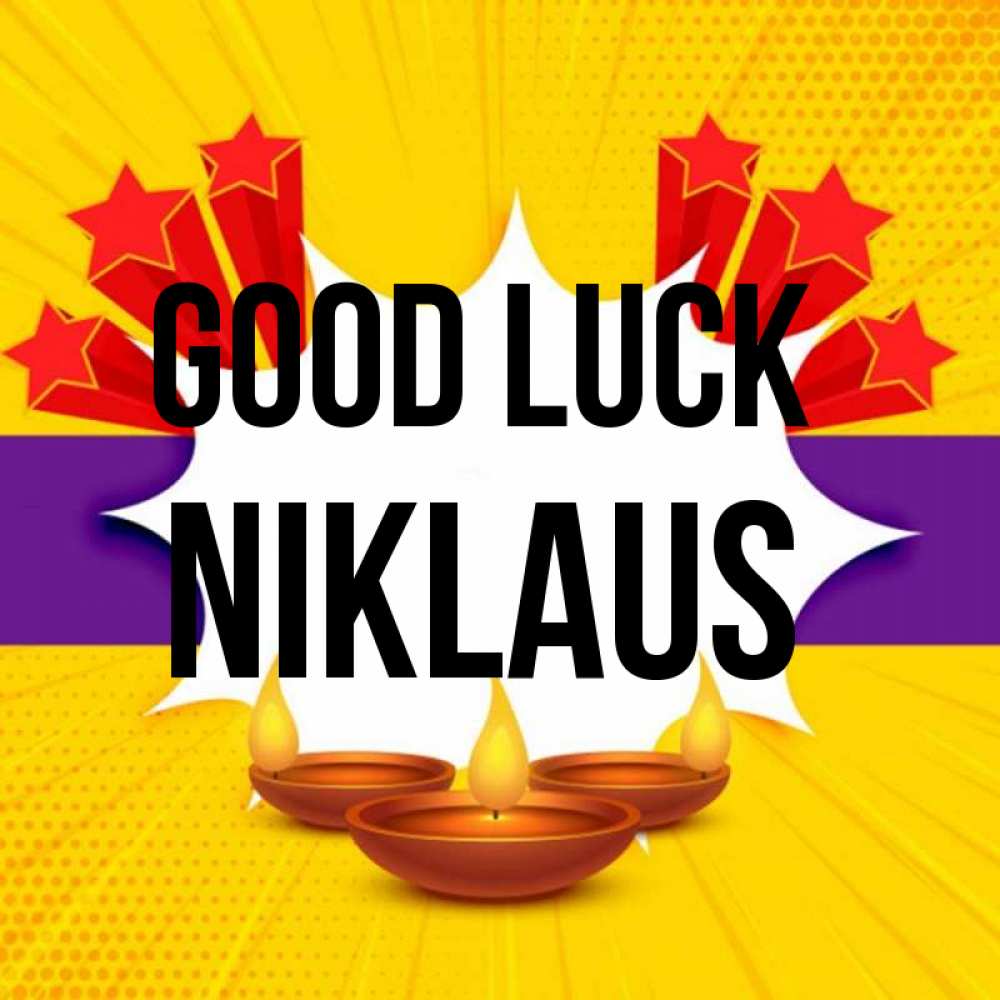Greetings card с именем, Niklaus Good luck векторное изображение Greetings with text for free download 