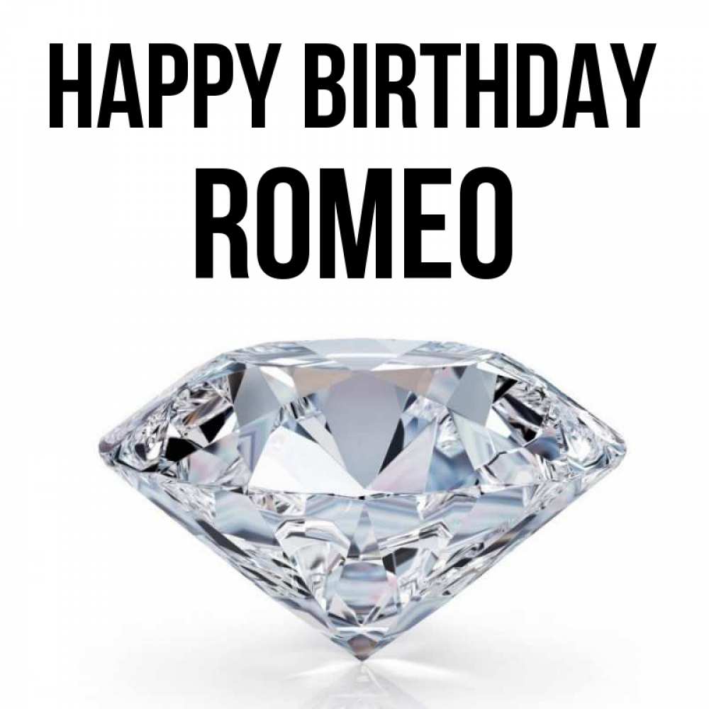 Greetings card с именем, Romeo Happy Birthday к пожеланием быть богатым Greetings with text for free download 
