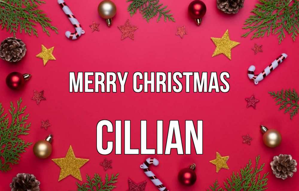 Greetings card с именем, Cillian Merry Christmas с рождеством Greetings with text for free download 