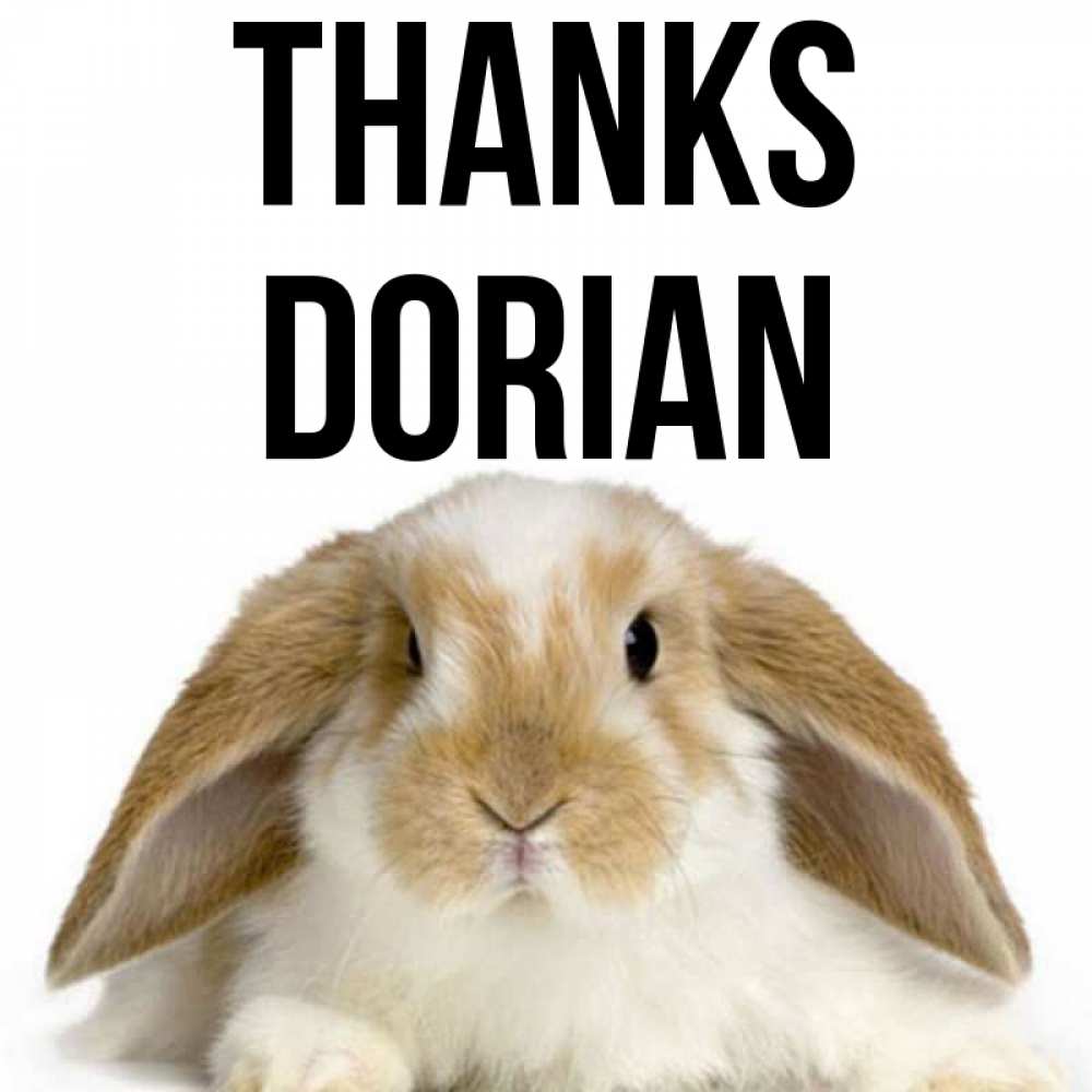 Greetings card с именем, Dorian Thanks коричнево белый заяц Greetings with text for free download 