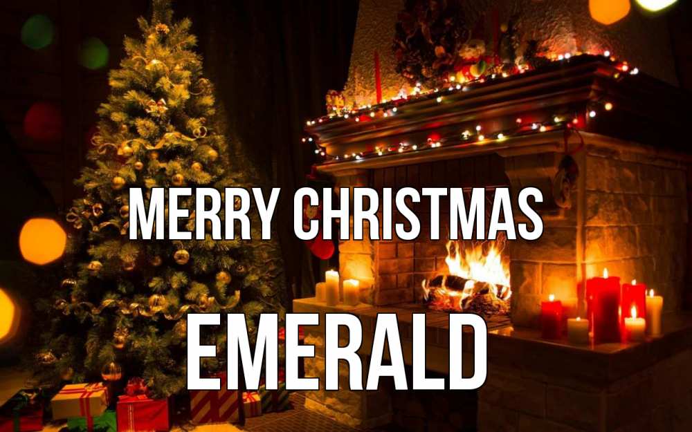 Greetings card с именем, Emerald Merry Christmas новый год Greetings with text for free download 