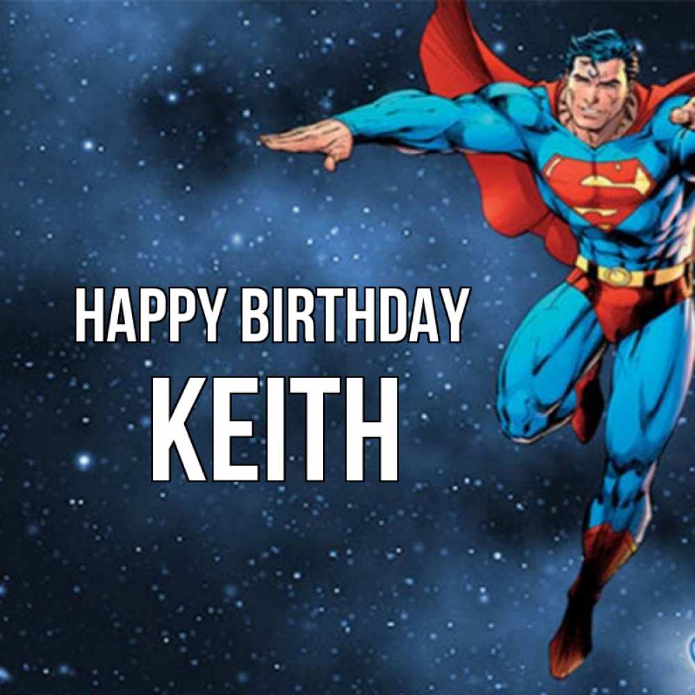 Greetings card с именем, Keith Happy Birthday супергерой Greetings with text for free download 