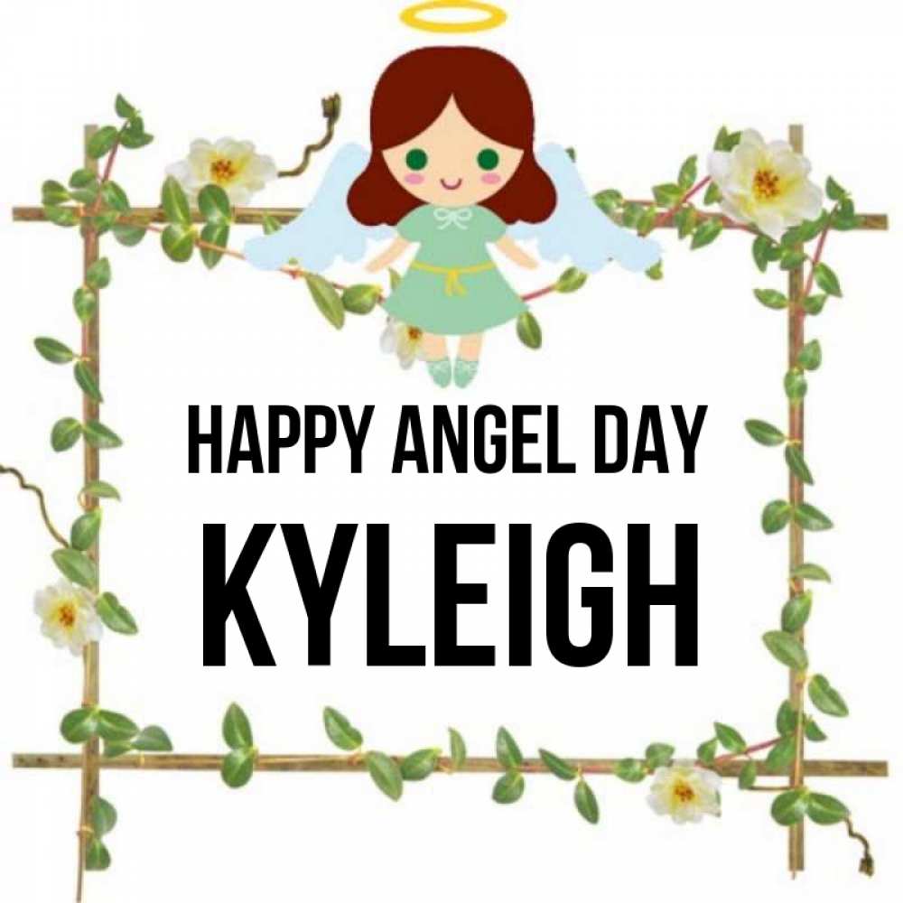 Greetings card с именем, Kyleigh happy angel day Ангел с нимбом Greetings with text for free download 