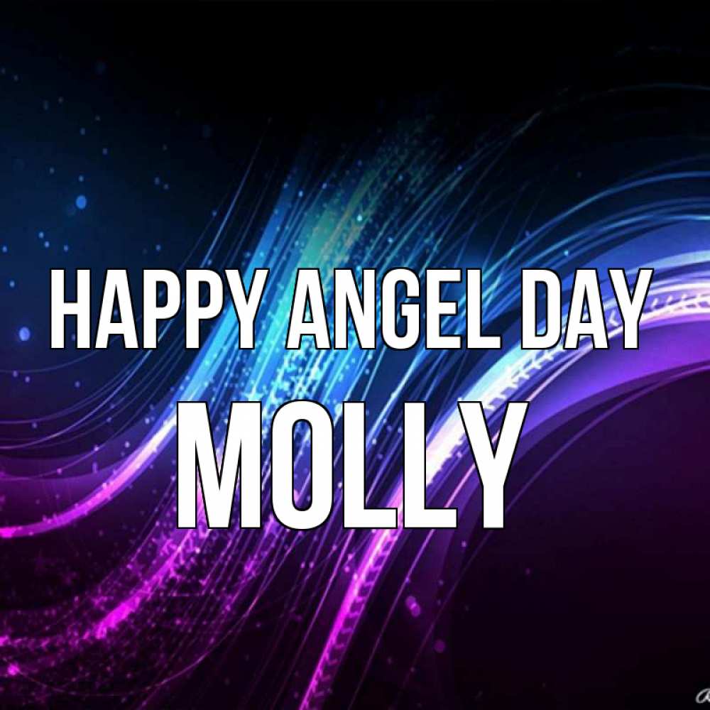 Greetings card с именем, Molly happy angel day фиолетовый фон Greetings with text for free download 