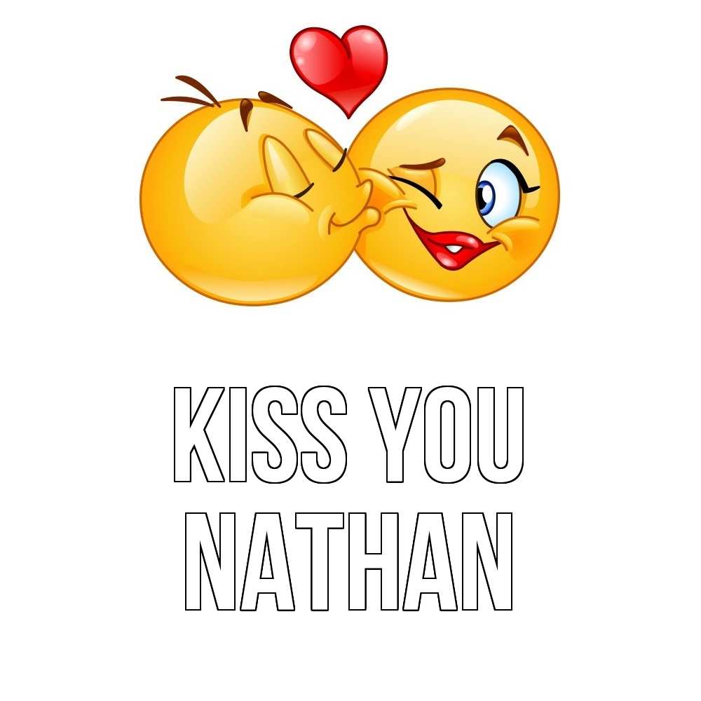 Greetings card с именем, Nathan Kiss you губы и белые зубы Greetings with text for free download 