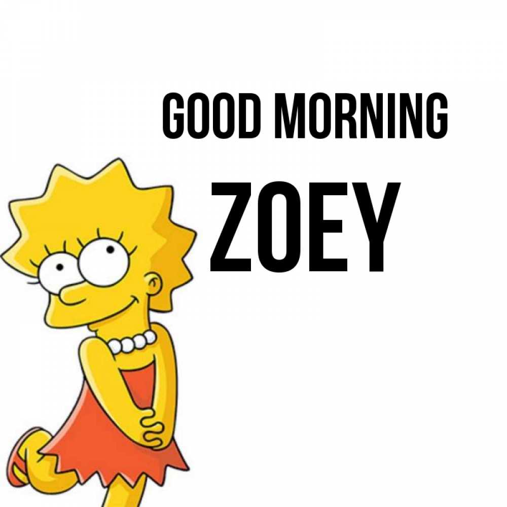 Greetings card с именем, Zoey Good morning в платье и ожерелье Greetings with text for free download 