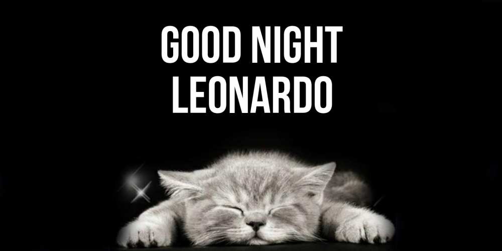 Greetings card с именем, Leonardo Good night спящий котик Greetings with text for free download 