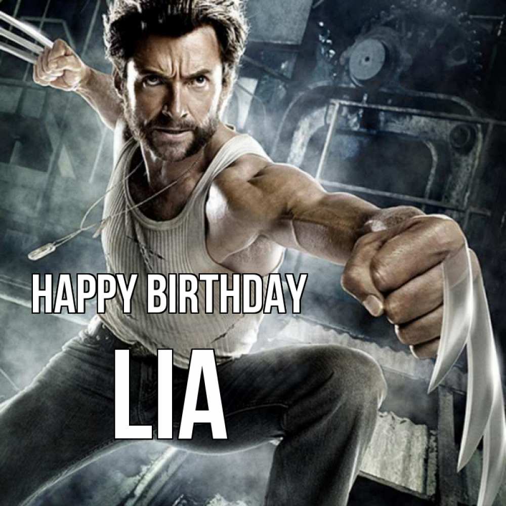 Greetings card с именем, Lia Happy Birthday супергерой в ярости Greetings with text for free download 