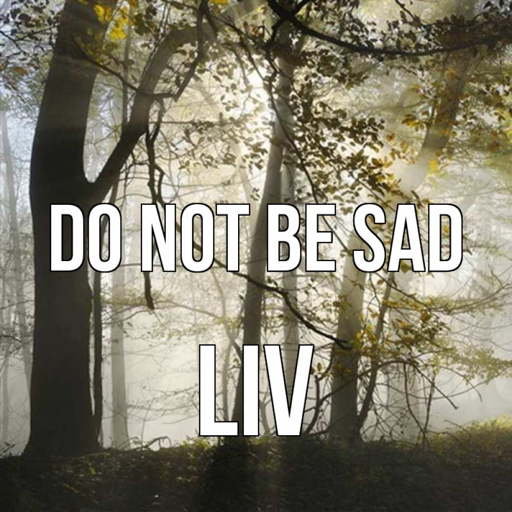 Greetings card с именем, Liv Do not be sad лес и свет Greetings with text for free download 