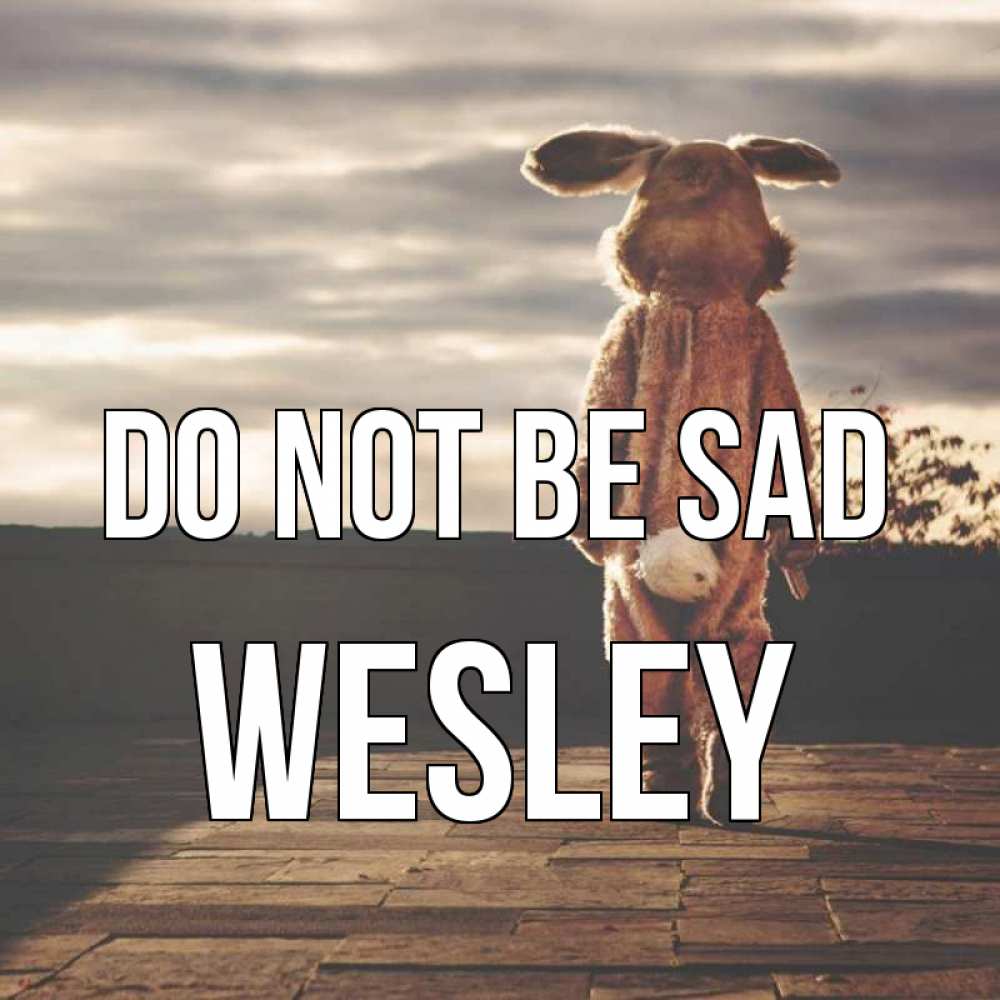 Greetings card с именем, Wesley Do not be sad со спины Greetings with text for free download 