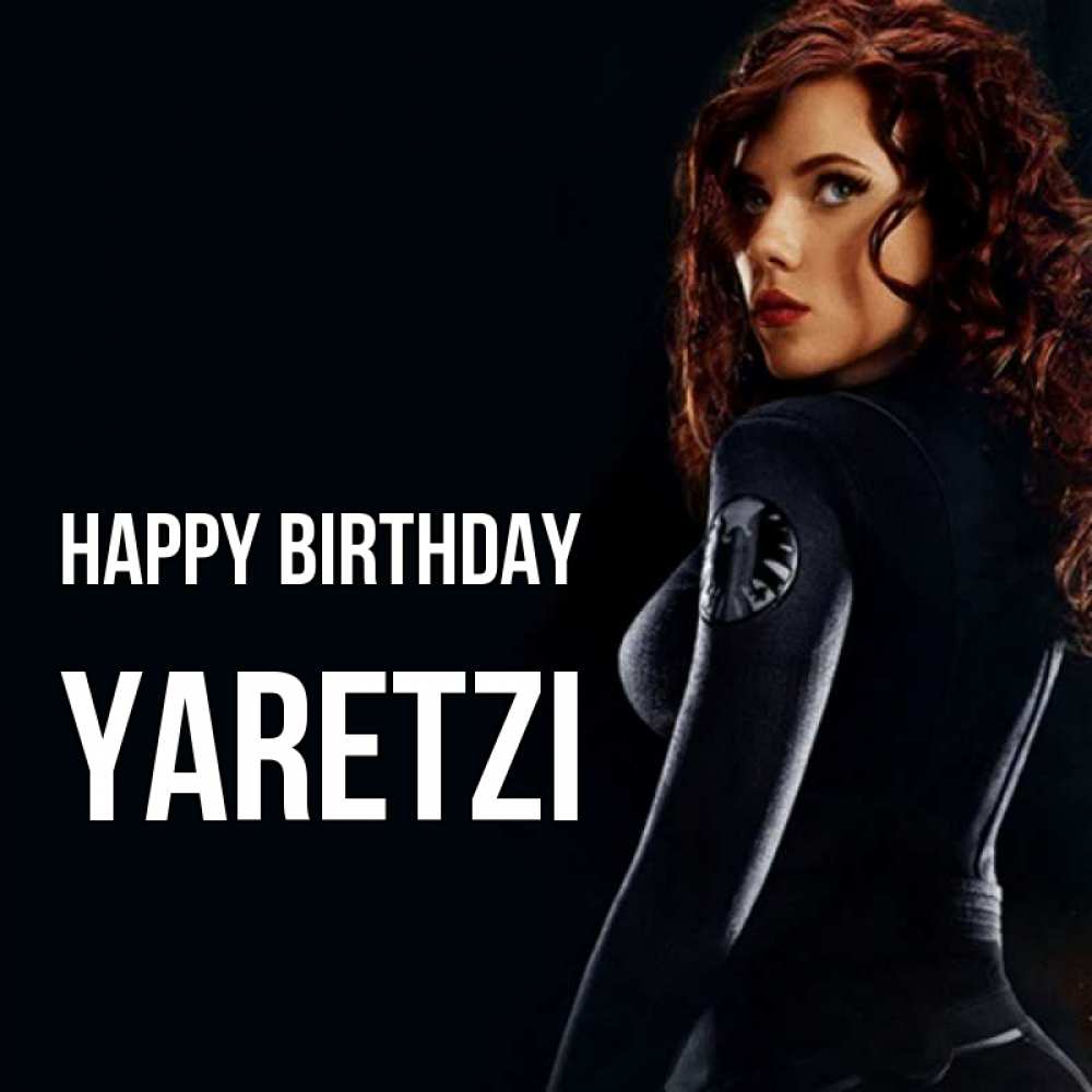 Greetings card с именем, Yaretzi Happy Birthday Марвел черная вдова Greetings with text for free download 