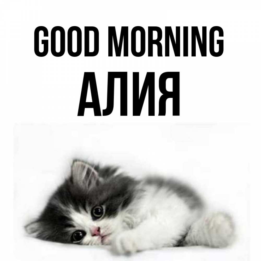 Greetings card с именем, Алия Good morning кот лапки Greetings with text for free download 