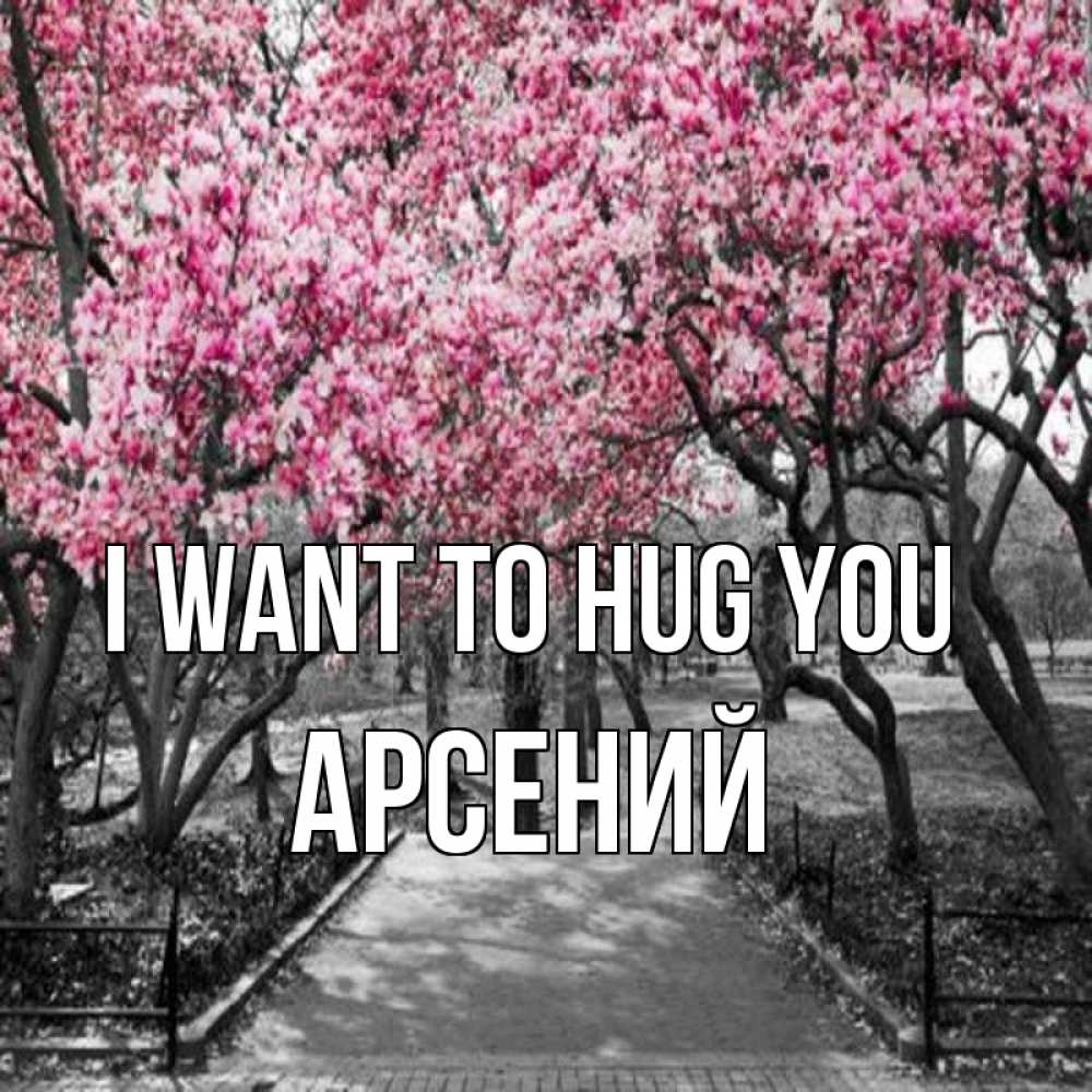 Greetings card с именем, Арсений I want to hug you обработанное фото Greetings with text for free download 