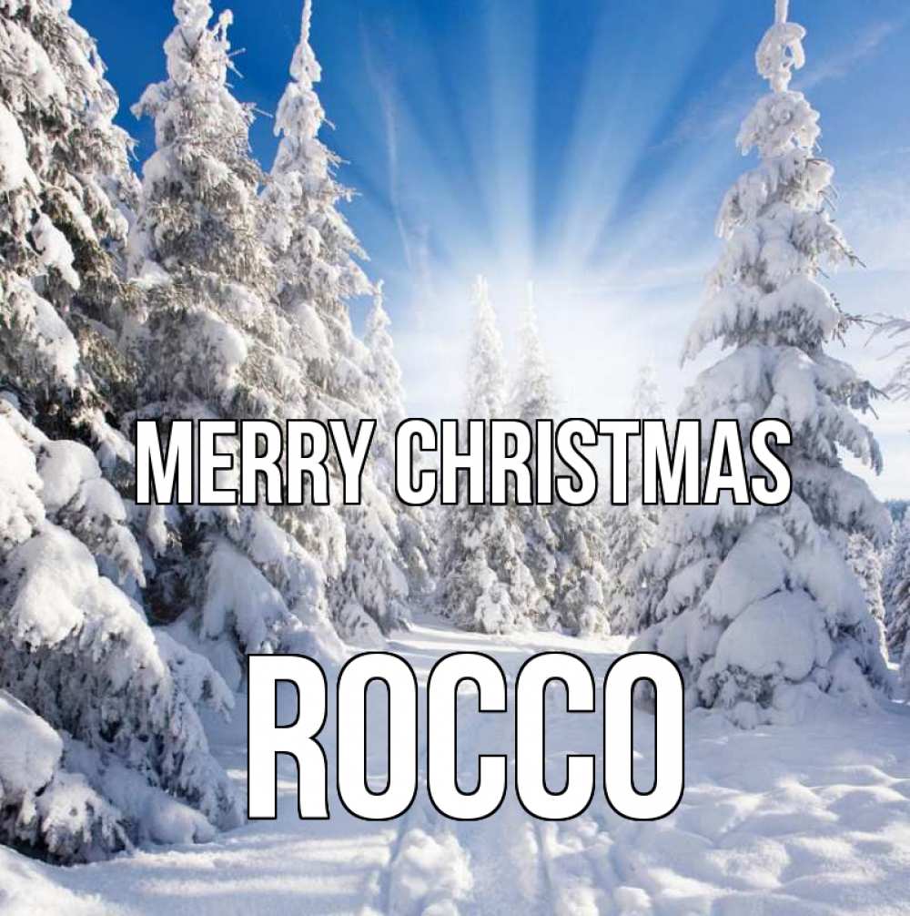 Greetings card с именем, Rocco Merry Christmas зима, лес Greetings with text for free download 