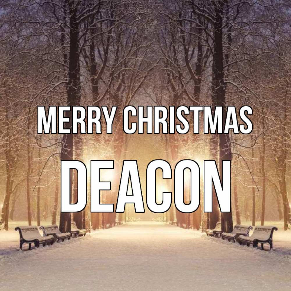 Greetings card с именем, Deacon Merry Christmas зима, парк, фонарь, лес Greetings with text for free download 