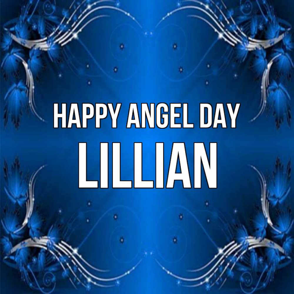 Greetings card с именем, Lillian happy angel day красивая рамочка с узорами Greetings with text for free download 