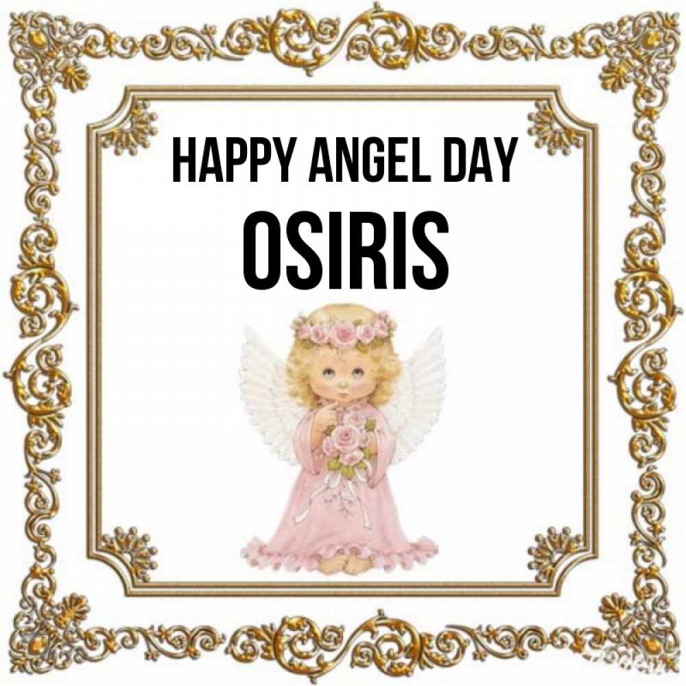 Greetings card с именем, Osiris happy angel day девочка ангел с крыльями и цветами в розовом платье Greetings with text for free download 