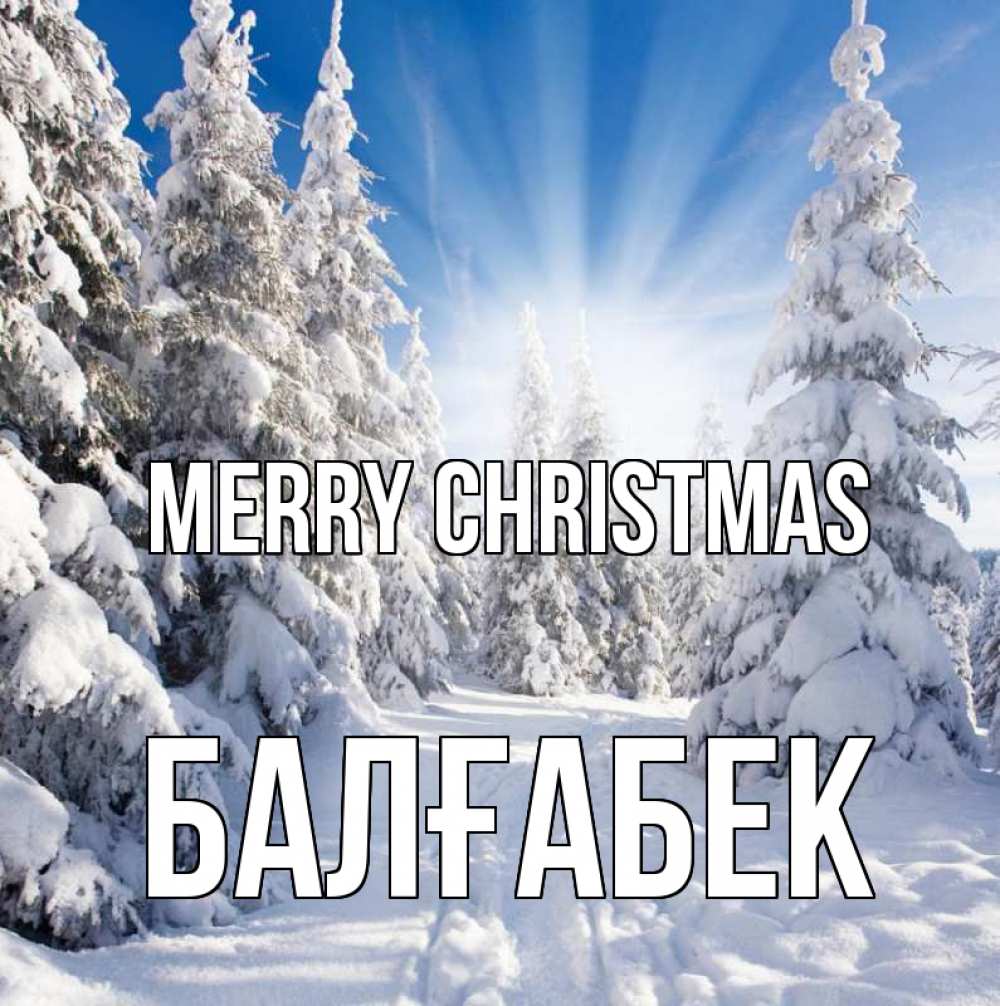 Greetings card с именем, Балғабек Merry Christmas зима, лес Greetings with text for free download 