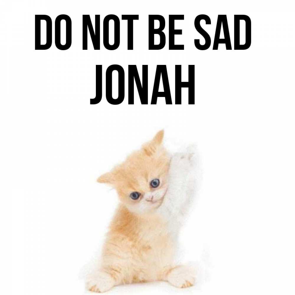 Greetings card с именем, Jonah Do not be sad просящий кот Greetings with text for free download 