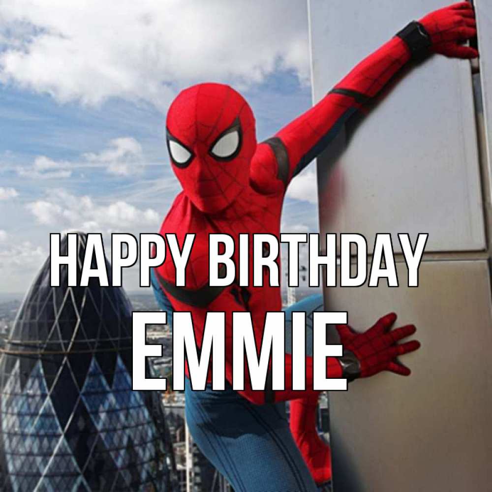 Greetings card с именем, Emmie Happy Birthday Марвел Greetings with text for free download 