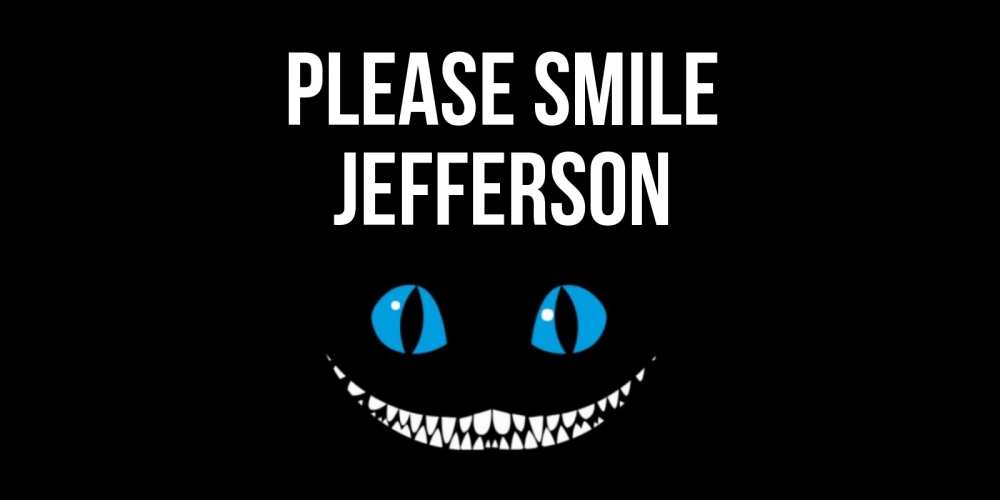 Greetings card с именем, Jefferson Please smile кот улыбается Greetings with text for free download 