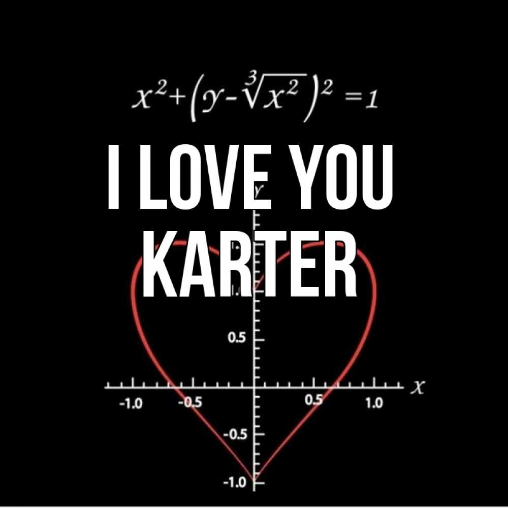 Greetings card с именем, Karter I love you сердечная формула Greetings with text for free download 