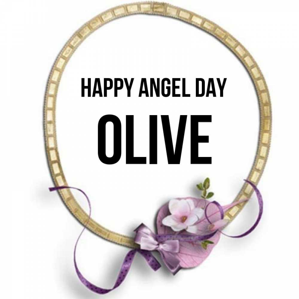 Greetings card с именем, Olive happy angel day золотая рамочка Greetings with text for free download 