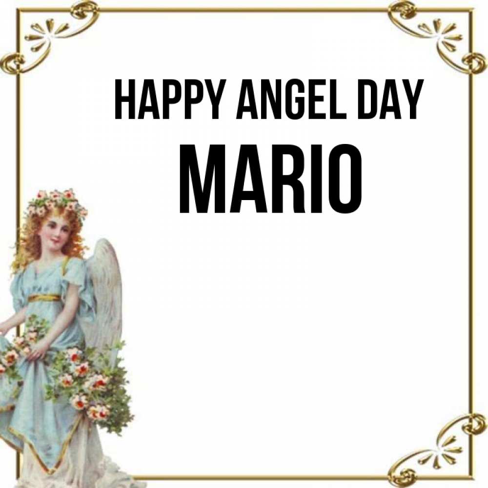 Greetings card с именем, Mario happy angel day с именинами от девушки ангела Greetings with text for free download 
